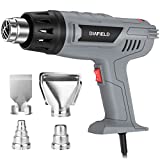 1850W Heat Gun Variable Temperature Settings 112℉~1202℉（44℃- 650℃）, DIAFIELD Fast Heat Hot Air Gun, Durable& Overload Protection, with 4 Nozzels for Shrink Wrap,Vinyl, Crafts, Epoxy Resin