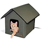 K&H Pet Products Outdoor Heated Kitty House Cat Shelter Olive Green 18 X 22 X 17 Inches