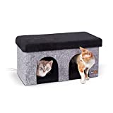 K&H PET PRODUCTS Thermo-Kitty Duplex Indoor Heated Cat House Classy Gray 12 X 24 X 12
