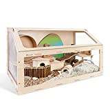 Niteangel Vista Hamster Cage W/ Oblique Opening Cage Door - MDF Aspen Small Animal Cage for Syrian Dwarf Hamsters Degus Mice or Other Similar-Sized Pets (Large - 47.1 x 22.7 x 26.9 inches, Burlywood)