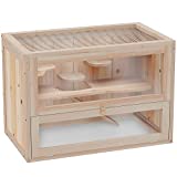 PawHut 2-Level Hamster Cage Mice and Rat House, Small Animal Habitat for Rabbits, Guinea Pigs, Chinchillas with Openable Top, Front Door, Shelf and Ladder