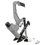 NuMax SFL618 Pneumatic 3-in-1 15.5-Gauge and 16-Gauge 2' Flooring Nailer and Stapler with White Rubber Mallet Ergonomic and Lightweight Nail Gun for T-Cleats, L-Cleats, and Staples, Grey