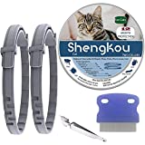 Flea and Tick Collar for Cat, Made with Natural Plant Based Essential Oil, Safe and Effective Repels Fleas and Ticks, Waterproof, 12 Months Protection, 13.8 in (2 Packs)