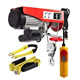 Partsam 1320 lbs Lift Electric Hoist Crane Remote Control Power System, Zinc-Plated Steel Wire Overhead Crane Garage Ceiling Pulley Winch w/Premium Straps (w/Emergency Stop Switch)