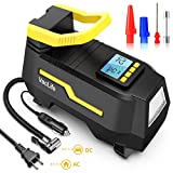 VacLife Tire Inflator for Home (110V) and Car (12V), AC/DC Portable Air Compressor, Bicycles and Other Inflatables, Digital Air Pump with LED Light & Long Power Cords, Model: ATJ-1666, (VL708)