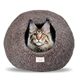 CHIBY Cat Cave Bed (Large) Cat House for Indoor Cats~ Eco Friendly~ Hand Felted from 100% Natural New Zealand Wool !! (Brown Solid)