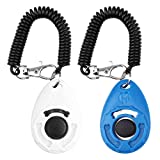 Dog Training Clicker with Wrist Strap - OYEFLY Durable Lightweight Easy to Use, Pet Training Clicker for Cats Puppy Birds Horses. Perfect for Behavioral Training 2-Pack (Blue and White)