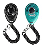 Winod Dog Training Clickers with Wrist Strap -2 Pack(Black +New Blue)