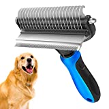 Undercoat rake for Dogs，Dog Deshedding Brush for Large Dogs，2 in 1 Dematting Comb & deShedding Tool for Long Hair Cats，Pet Hair Grooming Brush, Clear mats and tangles, Reduces Shedding by 95%…