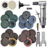 1/4 inch angle air die grinder with 22 pcs 2-inch roll lock sanding discs, polished color angle pneumatic die grinder, air die grinder kit by TOOLPEAK