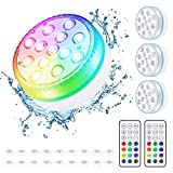 Pool Lights Submersible LED Lights 4 Pack Underwater Battery Operated Pond Lights with RF Remote Suction Cups 16 Colors Magnet Waterproof for Aboveground Inground Pools Fountain Bathtub Aquarium