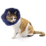 QIYADIN Soft Cat Recovery Collar Cat Cone E Collar Nonwoven Fabric Elizabethan Collar Loops-Protective Wound Healing Specially Designed for Cats and Puppies - Easy to Eat and Drink (S)