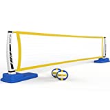 OMOTIYA Pool Volleyball Net Set with Base, Volleyball Net for Inground Pools, Pool Games Toys for Kids and Adults, Includes 2 Water Volleyballs and Pump