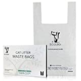 Cat Litter Waste Poop Bags - X-Large, Compostable, Plastic-free, Thick, Leak Proof, Pet / Dog Poo Bags with Easy-Tie Handles,10.5 x 18.5 inch, EcoLeo (40-Count)