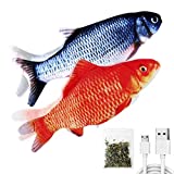 TOOGE 2 Pack 11' Electric Moving Fish Cat Toys Realistic Interactive Flopping Fish Cat Kicker Catnip Cat Toys for Indoor Cats/Pets/Puppy/Small Dogs