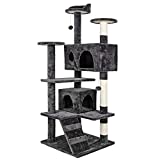 53 Inches Multi-Level Cat Tree Stand House Furniture Kittens Activity Tower with Scratching Posts Kitty Pet Play House (Grey)