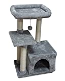 FISH&NAP US11H Cat Tree Cat Tower Cat Condo Sisal Scratching Posts with Jump Platform Cat Furniture Activity Center Play House Grey