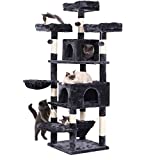 BEWISHOME Cat Tree 66.3 Inch Multi-Level Large Cat Tower with Plush Top Perches, Sisal Scratching Post Cat Play house Kitty Activity Center MMJ14H
