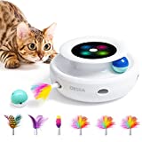 Cat Toys ORSDA 2in1 Interactive Cat Toys for Indoor Cats, Cat Balls Track, Cat Mice Toy, Cat Entertainment Toys with 6pcs Feathers, Dual Power Supplies, Auto On/Off