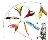 Fashion's Talk Feather Wire Wands Kitten Toys Worm Teaser Wand Cat Toy with Replacement Pack