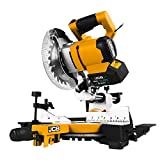 JCB Tools - 20V Cordless Brushless Miter Chop Saw Power Tool - Laser Light - For Straight Crosscuts, Bevel, Angled Cuts, Floor Boards and Laminate, Wood And Woodworking