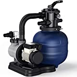 BLUBERY 13' Sand Filter with 1/3HP Pump System, Handy 7-Way Valve for Above Ground Pools with Prefilter Pool Pump, 115V, 23FT Cord for Easy Installation, GSF01A