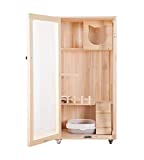 Laifug Indoor Large Multi-Feature Wooden Cat House 47.2in Cat Condo on Wheels/Wood Cat House Shelter