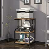 Home Printer Stand Vintage Printer Stand with 3 Tier Wood Storage Shelves Multi-Purpose Desk Organizer for Fax Machine, Scanner, Files, Books with Adjustable Anti-Skid Feet (Brown)