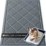 Sierra Concepts Large Cat Litter Mat 36'x24' - Kitty Box Pet Food Bowl Trapping Dirt, Soft on Paws Feeding Accessories, Waterproof, Anti Slip, Floor Door Mats Low Profile Heavy Duty Durable, Gray