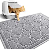 Yimobra Durable Cat Litter Mat, XL Jumbo 35.4 x 23.6 Inches, Easy Clean Cat Mats, Non-Slip, Water Resistant, Traps for Litter Boxes, Pet Litter Floor Mats, Soft, No Phthalate,Light Gray