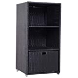Outsunny Outdoor Towel Storage Valet Holder, Poolside Rattan Organzier Cabinet for Space Saving Design, Espresso