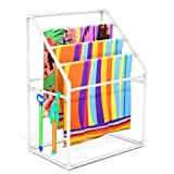 Heavy Duty Vertical Poolside Pipe Towel Rack for Pool, Lake, RV, PVC Outdoor Pool Beach Towel Rack Shelf, Include 4 Small Towel Clips and Installation Hammer