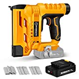 WORKSITE Cordless Brad Nailer/Stapler Kit with 1000pcs Nails and 1000pcs Staples for Home Improvement, Woodworking - Upgraded Version