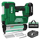 KIMO 20V 18 Gauge Cordless Brad Nailer/Stapler Kit, 2 in 1 Cordless Nail/Staple Gun w/ Lithium-Ion Battery&Fast Charger, 18GA Nails/Staples, Single or Contact Firing for Home Improvement, Woodworking