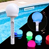Floating Pool Thermometer,Solar Powered Pond Water Thermometer With RGB Color Changing Led Ball Light,Easy to Read at Night Swimming Pool Thermometer,Water Temperature Thermometers for Spa,Hot Tub-1pc