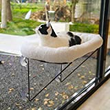 Zakkart Cat Window Perch for Indoor Cats - 100% Metal Supported from Below - Comes with Warm Spacious Pet Bed - Cat Window Hammock for Large Cats & Kittens - for Sunbathing, Napping & Overlooking