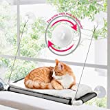 ZALALOVA Cat Window Perch, Cat Hammock Window Seat w/Free Fleece Blanket 2022 Latest Screw Suction Cups Extra Large Sturdy Cat Bed Cat Resting Seat Hold Two Large Cats Indoors (One Extra Suction Cup)