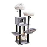 Catry Babylon Cat Tree - A Dynamic Complex Cat Tower with Cat Hammock, Scratching Post, and Playful Toys Invariably Trap Kitten to Stay Around This Easy Assembled Sturdy Cat Furniture, Classic Grey