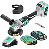 Litheli 20V Cordless Angle Grinder,4-1/2 Inch,Metal Cut Off Tool/Polish Tool With 4.0Ah Battery& Charger , Adjustable Handle Grinder for Cutting and Grinding Wood and Metal