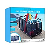 Essentially Yours Pool Noodles Holder, Toys, Floats, Balls and Floats Equipment Mesh Rolling Storage Organizer Bin, 50'x 32'x 36' , XXL, Blue Mesh / White PVC Style 455119