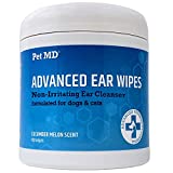 Pet MD Cat and Dog Ear Cleaner Wipes - Advanced Otic Veterinary Ear Cleaner Formula - Dog Ear Infection Treatment Helps Alleviate Ear Infections - 100 Alcohol Free Ear Wipes with Soothing Aloe Vera
