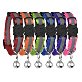 Upgraded Version - Reflective Cat Collar with Bell, Set of 10, Solid & Safe Collars for Cats, Nylon, Mixed Colors, Pet Collar, Breakaway Cat Collar, Free Replacement (10-Pack)