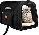 Cat Carrier Dog Carrier, Pet Travel Carrier Airline Approved for Small Dogs Cats, Portable Pet Transport Bag with Adjustable Shoulder Strap Mesh Window Reflective Strip and Removable Cozy Soft Cushion