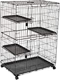 Amazon Basics Large Kennel, 3-Tier, Cat Cage Playpen Crate - 36 x 22 x 51 Inches, Black