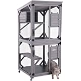 Outdoor Cat House Cat Cages Enclosures on Wheels,Indoor Large Kitten House 70.9' Upgraded Resting Box,Waterproof Roof