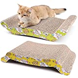 2 Pack Cat Scratcher Cardboard, Reversible Corrugated Cat Scratching Pad Replacement Scratcher Pad Lounge Sofa Bed, Catnip Included