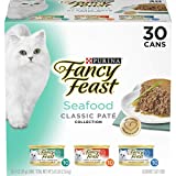 Purina Fancy Feast Grain Free Pate Wet Cat Food Variety Pack, Seafood Classic Pate Collection - (30) 3 oz. Cans