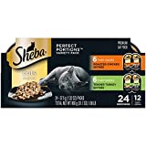 SHEBA Wet Cat Food Cuts in Gravy Variety Pack, Roasted Chicken Entree and Tender Turkey Entree, (12) 2.6 oz. PERFECT PORTIONS Twin-Pack Trays