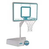 Dunn-Rite Splash and Shoot Regulation Poolside Fillable Base Basketball Hoop with Ball, Base, & Stainless Steel Rim (Clear)