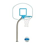 Dunn-Rite Clear Hoop Jr. 1.90 Poolside Deck-Mounted Basketball Hoop w/ Ball & 14 Inch Stainless Steel Rim, Clear